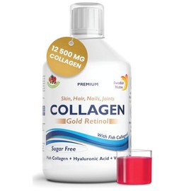 Premium Swedish Collagen, Hydolyzed 12500 mg Marine Collagen, Sugar-Free, Berry Flavour, 4 x 500 ml, Pack of 4