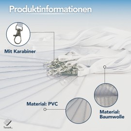 Twist4® Cotton Lanyards with ID Card Holder DIN A6 (White, Pack of 10)