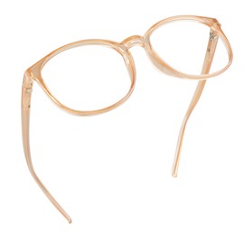 LifeArt Blue Light Blocking Glasses, Anti Eyestrain, Computer Reading Glasses with Spring Hinge, Gaming Glasses, TV Glasses for Women Men, Anti Glare (Champagne, 5.00 Magnification)