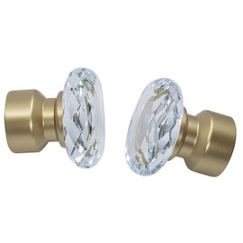 MERIVILLE 1-Inch Diameter Double Window Treatment Curtain Rod, Cut Crystal Finial, 84-inch to 120-inch Adjustable, Royal Gold