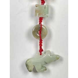 Unbranded Hand Carved Natural Jade Chinese Zodiac Horse Pendant Knotted CellPhone Charm