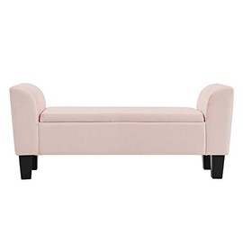 Lilola Home Mila Pink Velvet Ottoman Bench with Storage