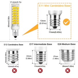 Aooallme E11 LED Bulb 100W Halogen Bulbs Equivalent, JDE11 Mini Candelabra LED Bulb Dimmable,Daylight White 6000K,8W 1000LM JDE11 120V 100W LED for Ceiling Fan Pendant Lighting (6000K 2Pack)
