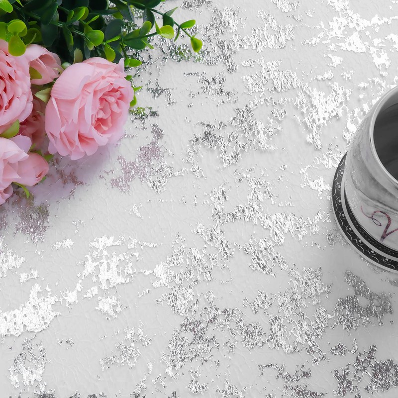 Fowecelt Table Runner Silver Glitter - Table Cloth Table Cover