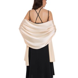 Fttyeiby Shawls and Wraps for Evening Dresses Satin Shawl Wraps for Women Wedding Formal Shawl Champagne