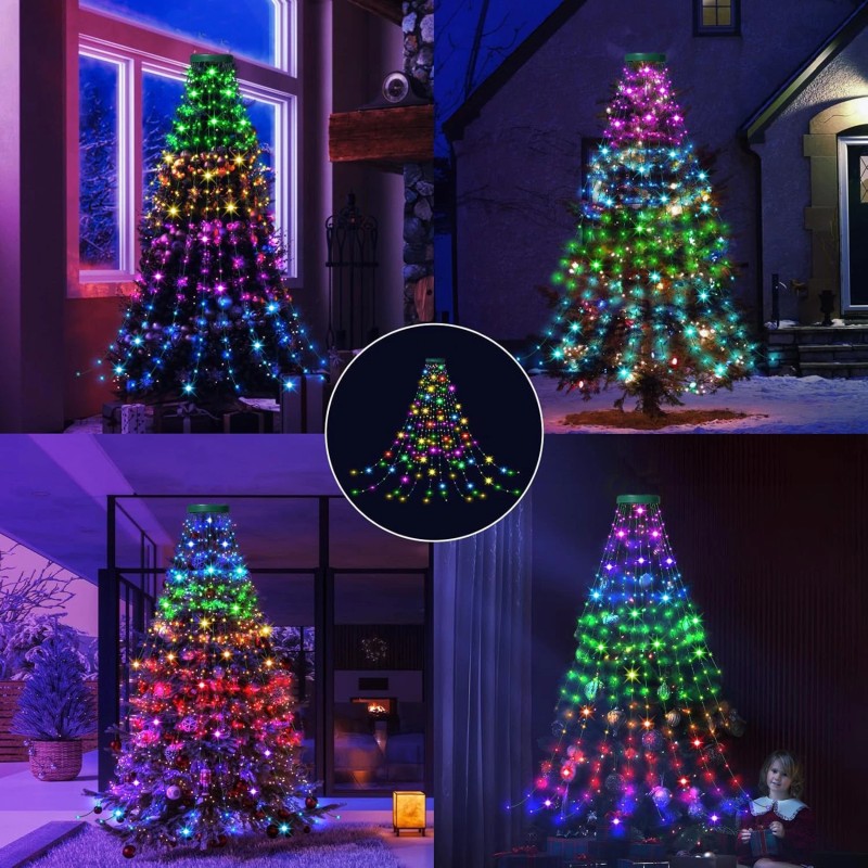 eperfect2012 400LED Smart Christmas Tree Waterfall String Lights Waterproof Garden