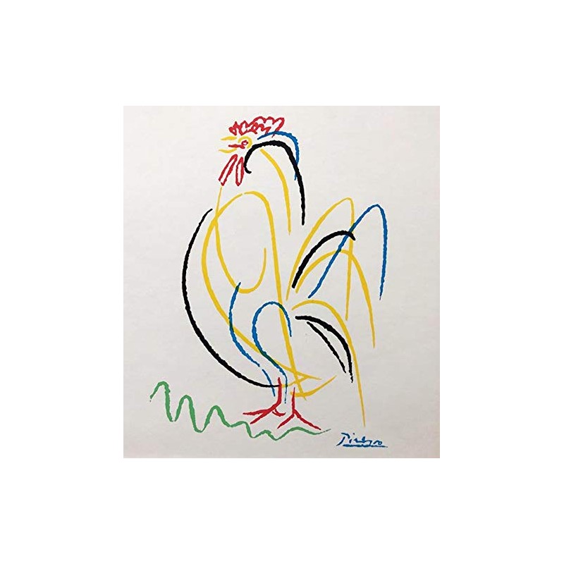 Pablo Picasso Rooster Custom Framed Serigraph 16.5" x 16.5"