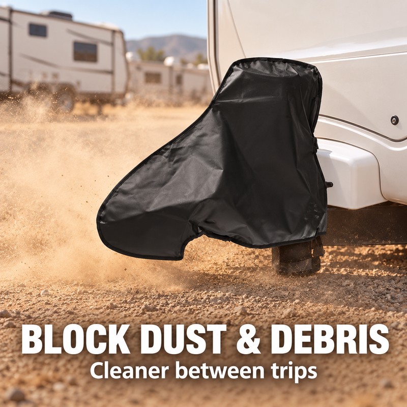 Universal Caravan Towing Hitch Cover, Waterproof UV-Resistant Vinyl Protector with