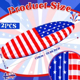 Arrowbash 2 Pieces American Flag Inflatable Surfboard for Adults 4th of July Pool Floats 250th Anniversary Red White Blue Patriotic Inflatable Surf Board for 4th of July Summer Swim Beach Surf Party