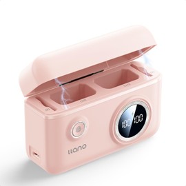 llano NP-FW50 Dual Camera Battery PD 18W Fast Charger, Compatible with Alpha A6000, A6500, A6100, A6300, A6400, A5100, A7, A7 II,A7S II, NEX-3/5/7, Smart Digital Display, Magnetic Snap Cover (Pink)