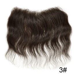 Curve Hair Mens Frontal Hair Piece Topper for Receding Hairline All French Lace Forehead Human Hair Replacement System for Men Hairline Natural (4cmX18cm, 3 Dark Brown)