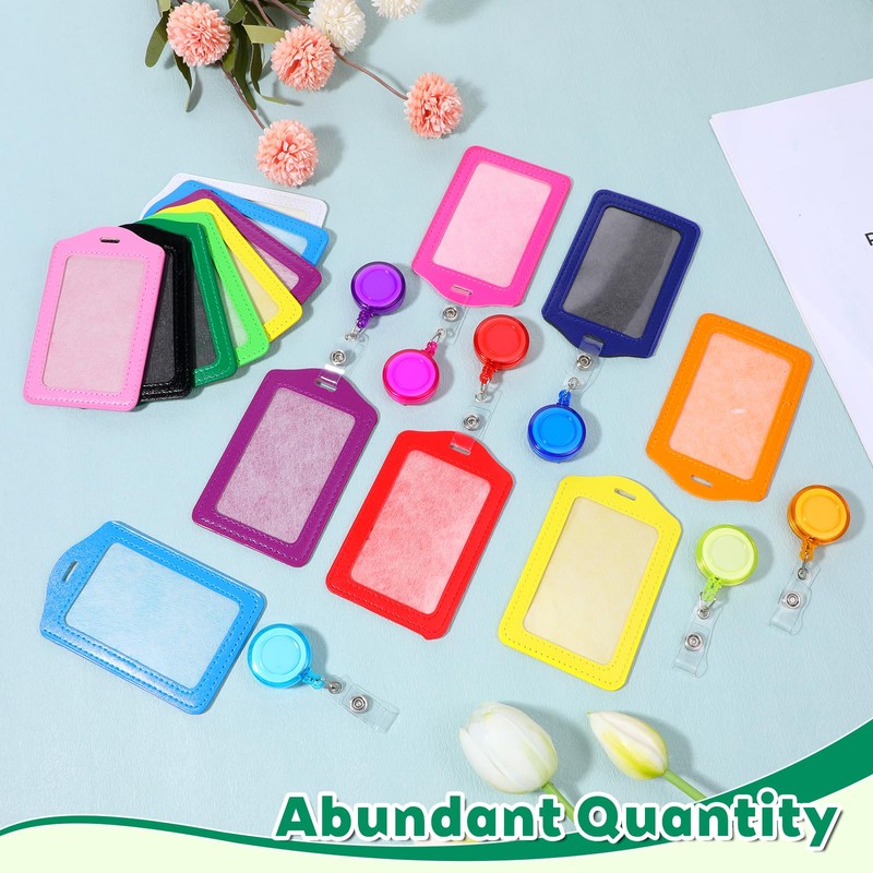 SHENLIU 60 Sets Name Badge Holders with Clip, Multicolor Leather