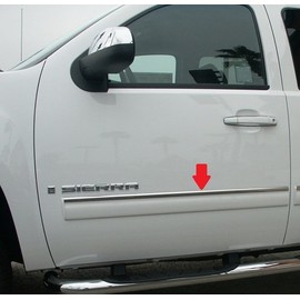 Made in USA! Compatible with 2007-2008 Chevy Silverado Regular Cab Body Side Molding Top 1" Wide 2PC Overlay