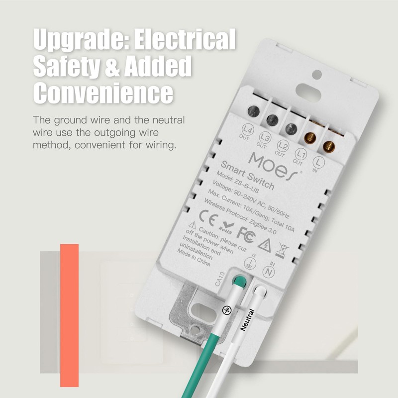 MOES 2nd Generation Zigbee Smart Switches 3 Gang, No Neutral