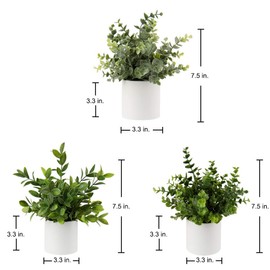 Briful Mini Fake Plants Set of 2 Small Faux Plant Eucalyptus Rosemary Greenery Potted Plants Artificial Decor for Home Table Office Room Desk Bathroom Shelf Kitchen Farmhouse Mantel Decoration