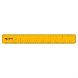 Liquidraw Ruler 30cm 12" Broad Transparent Orange Inches & Cm