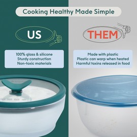 Anyday Microwave Cookware | Microwave Steamer for Cooking | Microwave Safe Mixing Bowls | Vegetable Steamer | Microwave Egg Cooker | 1 x The Medium Shallow