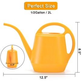 Fasmov Watering Can, 1/2 Gallon Plastic Watering Cans with Comfortable Handle, Small Garden Watering Cans Long Spout for Indoor Outdoor Watering Plants, Yellow