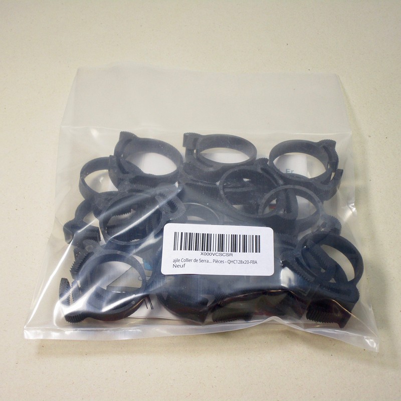 ajile QHC128x20-FBA Double Gripping Plastic Hose Clamps Black Pipe Clamp