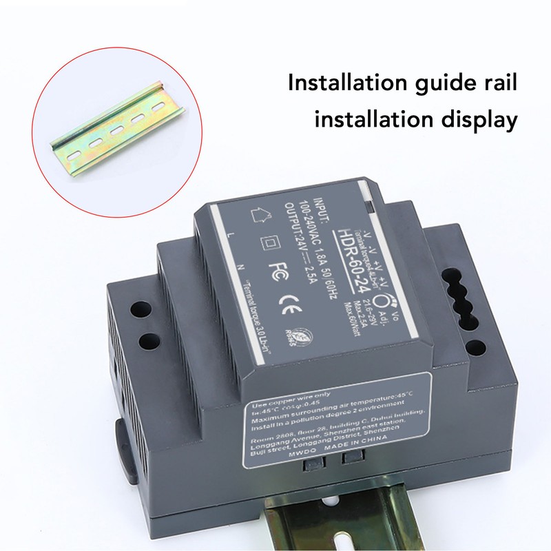 Rail Switching Power Supply 24V Thin Mount 60W 2.5A 100~240VAC