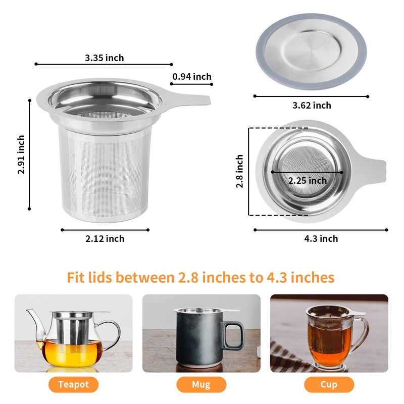 Vaincre Extra Fine Mesh Tea Infuser/Strainer, Stainless Steel Loose Leaf