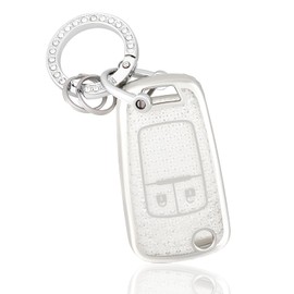 OFF WE GO Car Key Case for Opel Key Cover Key Cover for Aveo Cruze Corsa Mokka Adam Astra Zafira Insignia Key Cover Protective Case with Key Chains, White