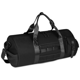 ArcEnCiel Medium Tactical Duffle Bag Men Gym Pack Molle Shoulder Bags Shoes Storage Sports Handbag with Patch(Black)