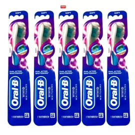 Oral-B Dual Action Vivid Whitening Soft Toothbrush, Various Color - Pack of 5
