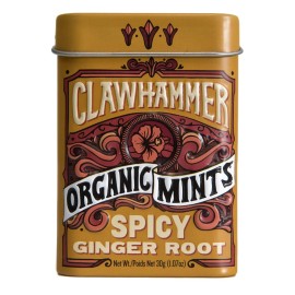 Clawhammer Organic Ginger Mint Candies 30 Count Pack of 12 Naturally Refreshing Mints