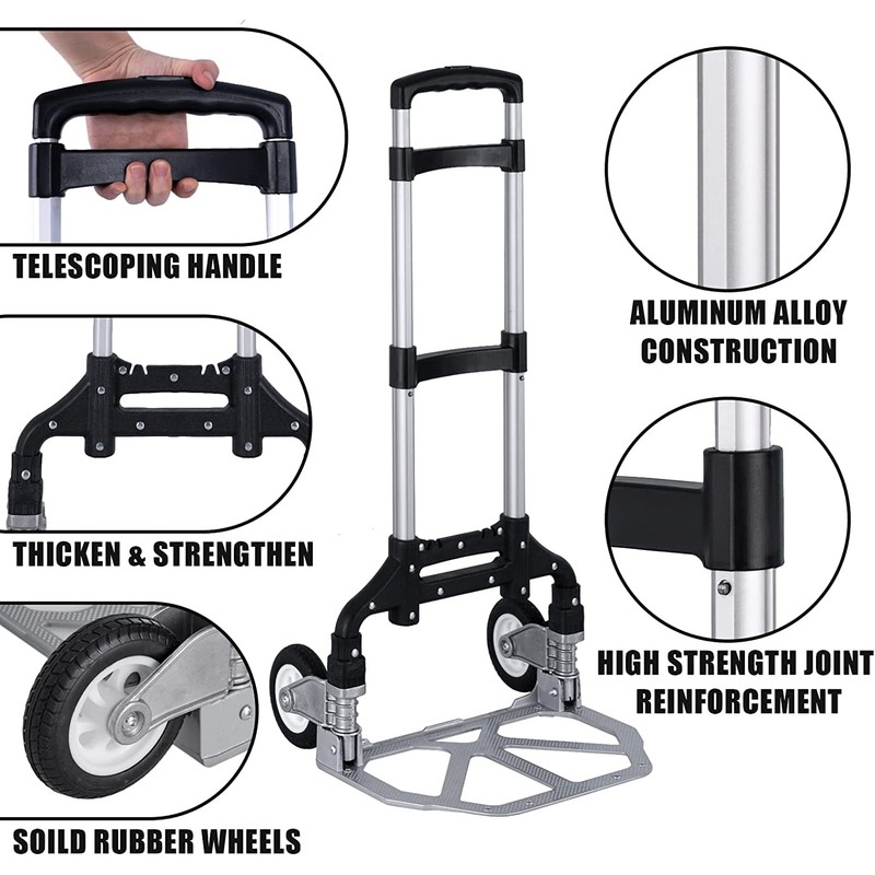 Folding Hand Truck Dolly Aluminum Folding Hand Cart Luggage Trolley