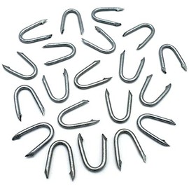 Merriway BH03719 (100 gm) Galvanised Netting Staple U Nail, 15 mm (9/16 Inch) x 1.7 mm - Pack of 100 gm