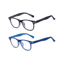 Outray 2 Pack Children Kids Blue Light Filter Computer Glasses for Blocking Anti Eye Eyestrain Transparent Lens Glasses Frame Set1
