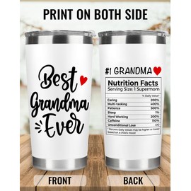 WETEL Best Grandma Ever Coffee Tumbler - Mother's Day, Grandparents Day, Christams Birthday Gifts for Grandma from Granddaughter Grandson Grandchildren Grandkids - 20Oz Cup
