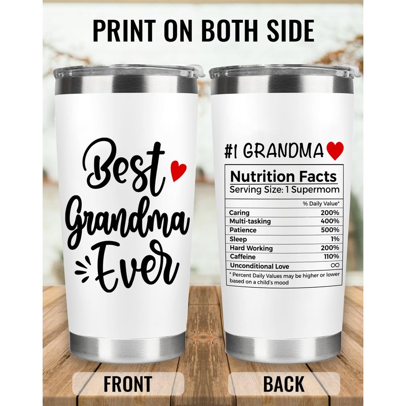 WETEL Best Grandma Ever Coffee Tumbler - Mother's Day, Grandparents