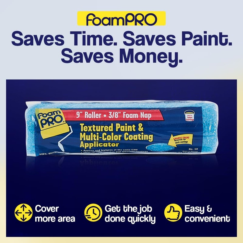 FoamPRO 58 Foam Paint Roller, 9" x 3/8" Honeycomb Foam