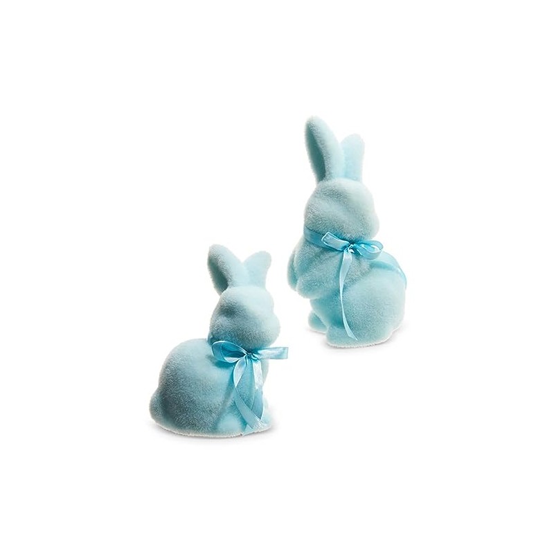 Raz Imports 2024 Easter 7.25" Pastel Blue Flocked Bunnies, Assorted
