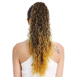 WIG ME UP - N461-V-2T114 Ponytail Braid Long Voluminous Curly Crepe Curls Crepe Curls Crepe Afro Kinks Black Saffron Yellow Highlighted 55 cm