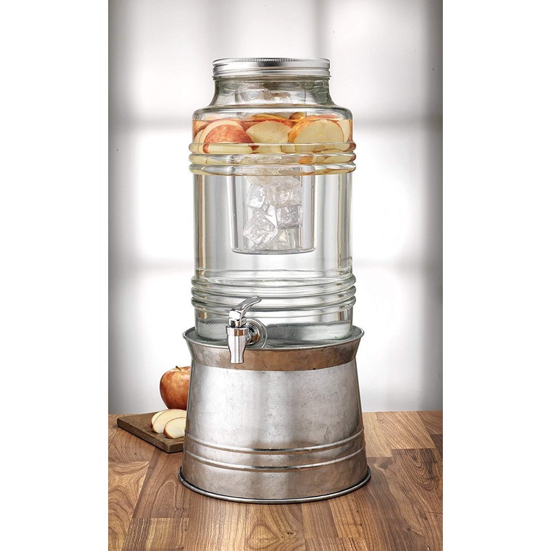 Circleware Breeze Glass Beverage Drink Dispenser with Stand Metal Base