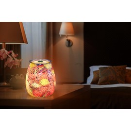 Dicimi Seven Color Mosaic Candle Heater, Glass Wax Melt Heater, Electric Fuel Burner - Incense Wax Cube Melting and Burner - Home Electric Air Freshener Art Present (Seven Color Tempered)