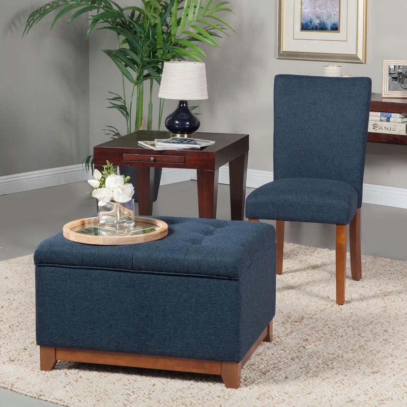 HomePop Upholstered Chunky Textured Tufted Storage Ottoman with Hinged Lid,