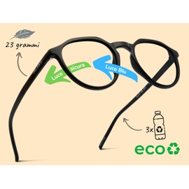 Okulars® Eco Pacific Recycled PET – Anti-Blue Light Filter Glasses for Men and Women, Black, One Size