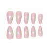 AkiliBIELY Almond Press on Nails Medium Chrome Metallic Holographic Pink
