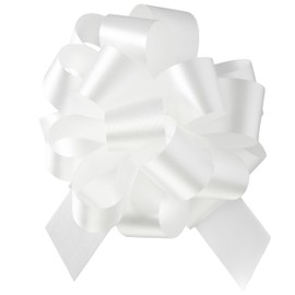 Berwick Offray 7/8'' Wide Ribbon Pull Bow, 4'' Diameter with 18 Loops, White