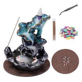 Backflow Incense Holder Waterfall, Ceramic Aromatherapy Ornament Home Decor Incense Burner Holder (D)