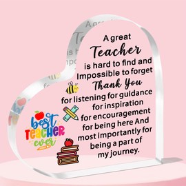JETTOP Teacher Gifts for Women Men Thank You Gifts for Teacher Acrylic Plaque A Great Teacher Hard to Find Impossible to Forget