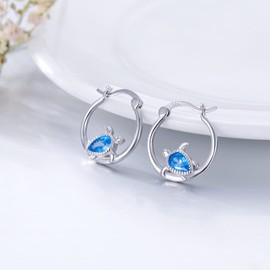 Animal Earrings, Women's 925 Sterling Silver Earrings, Koala, Turtle, Butterfly, Frog, Dolphin, Snake, Hoop Earrings, Animal Jewellery, Gifts for Women, Girls, Children, Sterling Silver, Cubic Zirconia