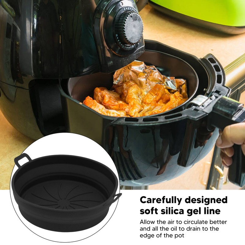 2PCS Fryer Silicone Liners Round 21cm Diameter with Handle Fryer