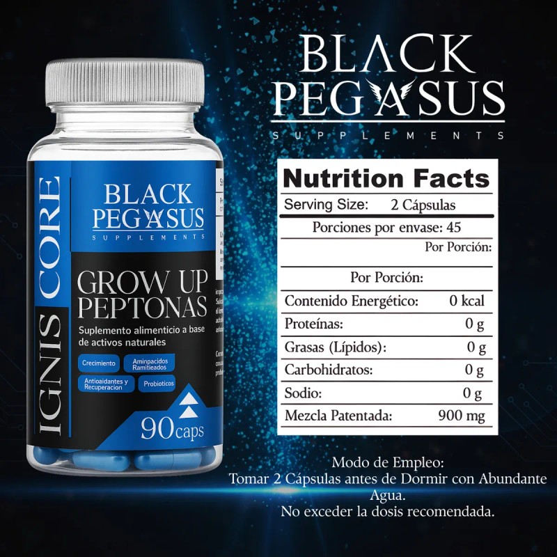 Suplemento Nutricional Péptidos Colágeno Cápsulas Glúteos Black Pegasus 90 Unidades