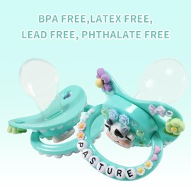 CutiePlusU Adult Sized Pacifier Dummy for Adult-Big Shield DIY Handmade-Cow Green