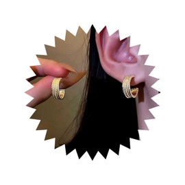 TseenYi Vintage Metal Chunky Hoop Earrings Gold C Shape Huggie Earrings Open Thick Huggie Earrings Wide Geometric Chunky Open Hoop Earrings Jewellery for Women and Girls, Metal